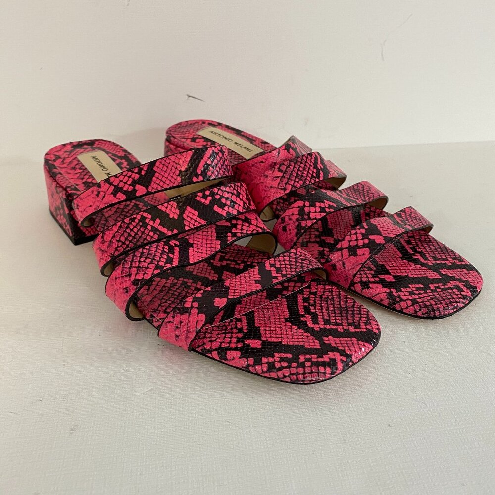 Antonio Melani Cosgrove Pink Snake Skin Low Heel Sandals Womens 10 M